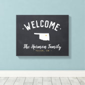Oklahoma Familie Monogram Welkomstbord Canvas Afdruk (Insitu (Houten vloer))