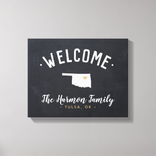 Oklahoma Familie Monogram Welkomstbord Canvas Afdruk