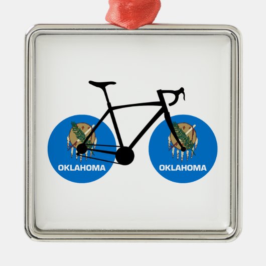 Oklahoma Flag Cycling Metalen Ornament (Voorkant)