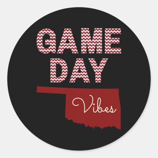 Oklahoma Football Game Day Vibes Herfst Ronde Sticker (Voorkant)