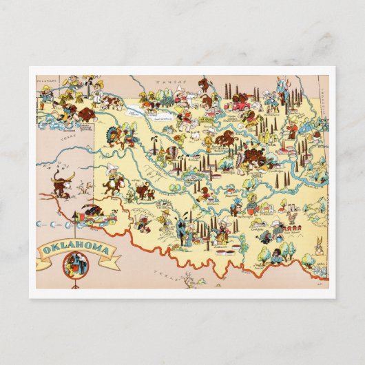 Oklahoma Funny Map Briefkaart (Voorkant)