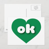 Oklahoma green hart - ik hou van ok briefkaart (Voorkant / Achterkant)