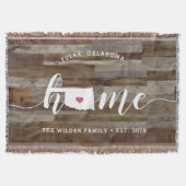 Oklahoma Home State Personalized Wood Look Deken (Voorkant)