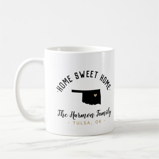 Oklahoma Home Sweet Home Famille Monogramme Mug (Gauche)