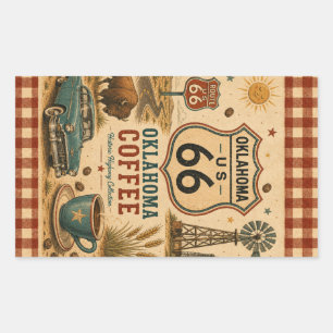 Oklahoma Mother Road Coffee Decal Kunst Rechthoekige Sticker