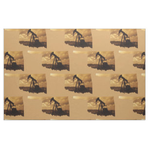 Oklahoma Oil Pump Jack Print Fabric Stof