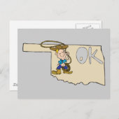 Oklahoma OK Carte & Cowboy Cartoon Art Moto (Devant / Derrière)