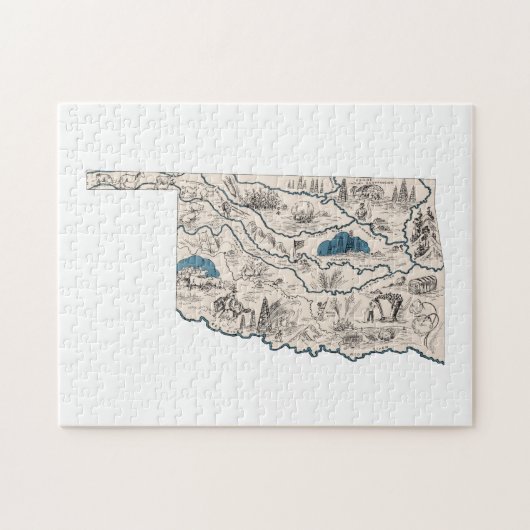 Oklahoma Oklahoman Afbeelding Map Legpuzzel (Horizontaal)