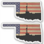 Oklahoma Patriottische Olie Boorinstallatie Sticker (Voorkant)
