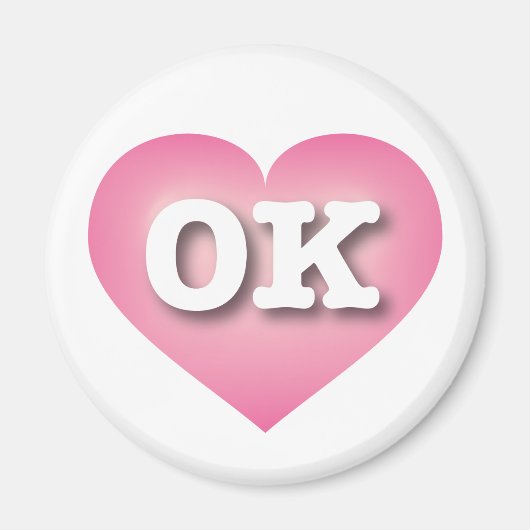 Oklahoma Pink Fade Heart - Ik hou van OK Magneet (Voorkant)