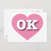 Oklahoma Pink Heart - Ik hou van OK Briefkaart (Voorkant / Achterkant)