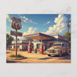 Oklahoma Route 66 Antieke Benzinepomp Briefkaart