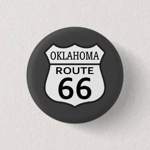 Oklahoma Route 66 Hwy Sign Ronde Button 3,2 Cm
