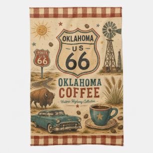 Oklahoma Route 66 Mother Road Coffee Stop Kunst Theedoek