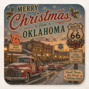 Oklahoma Route 66 Vakantie Drink Dekoratie Vierkante Kartonnen Onderzetter