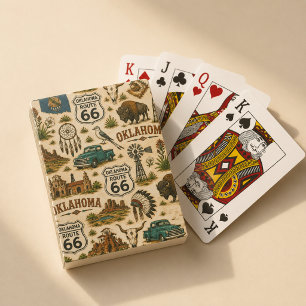 Oklahoma Route 66 Vintage Western Collage Pokerkaarten
