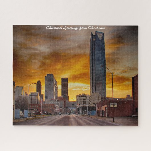 Oklahoma Skyline.Kerstgroetings Legpuzzel (Horizontaal)