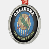 OKLAHOMA SOONER STATE FLAG METALEN ORNAMENT (Links)