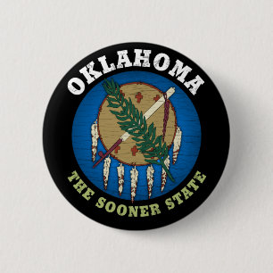 OKLAHOMA SOONER STATE FLAG RONDE BUTTON 5,7 CM