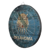 Oklahoma State Flag op Old Wood Grain Dartbord (Voorkant Rechts)