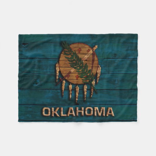 Oklahoma State Flag  Wood Carved Fleece Deken (Voorkant (Horizontaal))