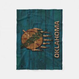 Oklahoma State Flag  Wood Carved Fleece Deken