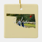 Oklahoma State Photo insert and town name Keramisch Ornament (Voorkant)