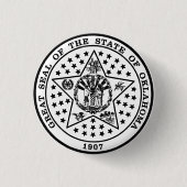 Oklahoma State Seal (zwart-wit) Ronde Button 3,2 Cm (Voorkant)