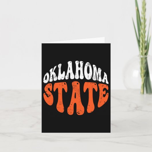 Oklahoma State T-shirt.retro  Distressed Design Kaart (Voorkant)