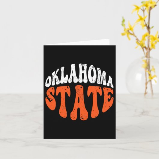 Oklahoma State T-shirt.retro Distressed Design Kaart (Gele Bloem)