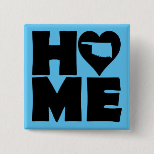Oklahoma Thuis Hart Staat Knoop Badge Speld Vierkante Button 5,1 Cm