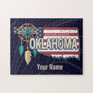 Oklahoma United States Retro Map  USA Legpuzzel