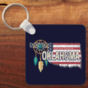 Oklahoma United States Retro Map  USA Sleutelhanger
