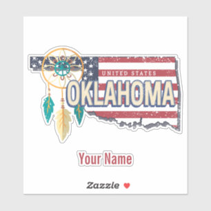 Oklahoma United States Retro Map  USA Sticker