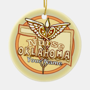 Oklahoma Verpleegster Caduceus Keramisch Ornament