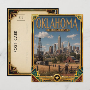 Oklahoma Vintage Art Deco Gouden Tijdperk Briefkaart