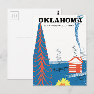 Oklahoma vintage stijl reisposter. briefkaart