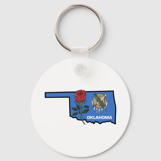 Oklahoma-vlag met statenventilator Roos Sleutelhanger (Voorkant)