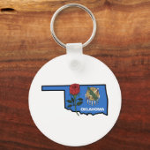 Oklahoma-vlag met statenventilator Roos Sleutelhanger (Voorkant)