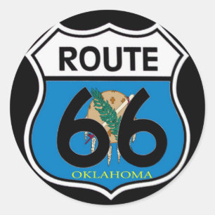 Oklahoma vlag Route 66 Shield Ronde Sticker