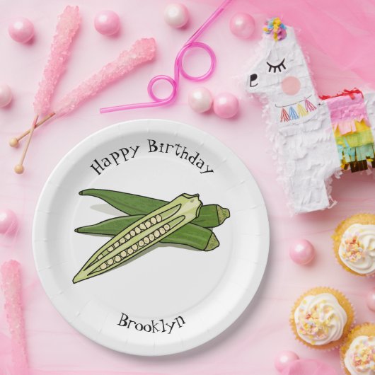 Okra cartoon illustratie papieren bordje (Feest)