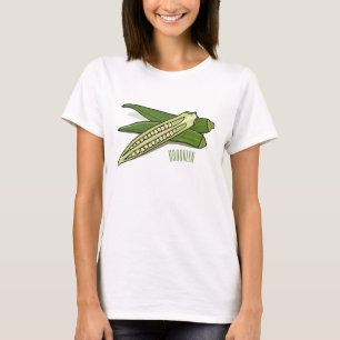 Okra cartoon illustratie t-shirt