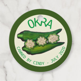 Okra Pods Veggie Vegetable Gumbo Bedankjes Labels