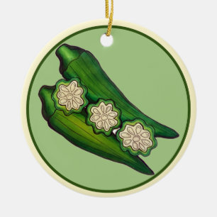 Okra Pods Veggie Vegetable Gumbo Southern Food Keramisch Ornament