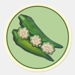 Okra Pods Veggie Vegetable Gumbo Southern Food Ronde Sticker