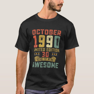 Oktober 1990 T Shirt 30 jaar oud Shirt 1990 gevoge