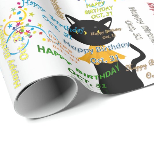 Oktober, 1 Korte Wrapping Papier van de Verjaardag (Rol Hoek)