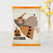 Oktober Angel Halloween/Birthday Kaart (Gele Bloem)