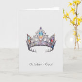 Oktober Birthstone Opal Crown Verjaardag Kaart (Gele Bloem)