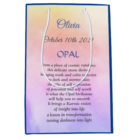 Oktober Birthstone Opal Poem  Medium Cadeauzakje (Voorkant)